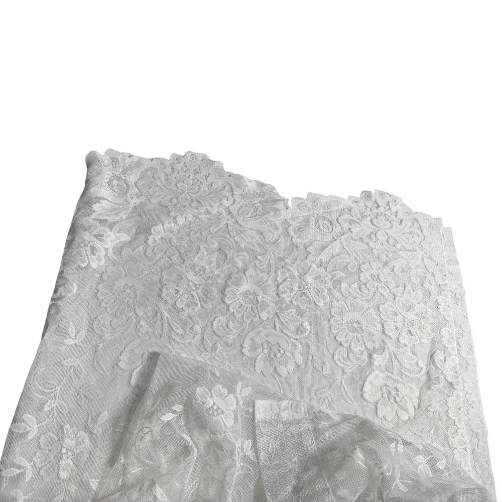 Set 3 JC Penney Lace Curtains Panels Vintage 90s Scalloped 62 Long White Sheer